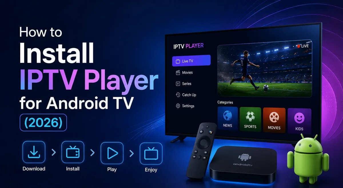 Android TV home screen with a streaming player installed