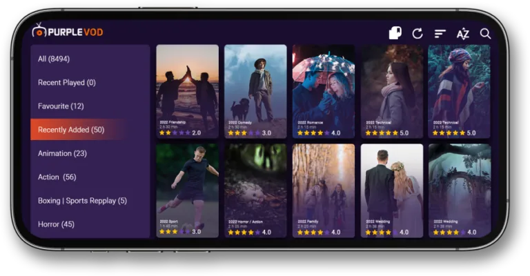 Branded player interface shown on a smartphone