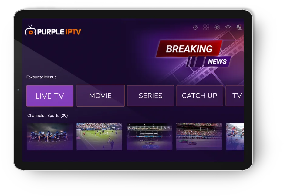 Purple Smart App player running on an Apple tablet