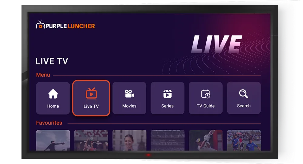 Purple Smart App player running on a Smart TV